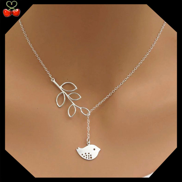 Mary's Cherries Boutique Jewelry - 🍒 SAGE Olive Leaf & Bird 🕊️ Necklace